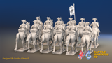 Seven Years’ War Prussian Dragoon Regiment - Trotting - Tricornes - 12 Mounted Figures, rear view. Supplied unpainted.