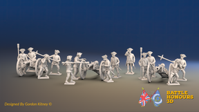 Seven Years’ War Russian Artillery Battery - 12-Pounders - Summer Uniform - 3 Guns and 13 Figures, front view. Supplied unpainted.