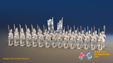 Seven Years’ War Prussian Fusilier Battalion - March Attack - Set 2 - 30 Figures, rear view. Supplied unpainted.