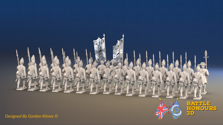 Seven Years’ War Prussian Fusilier Battalion - March Attack - Set 2 - 30 Figures, rear view. Supplied unpainted.