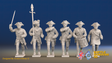 Seven Years’ War Prussian Musketeers Command - Charging - Set 3, front view. Supplied unpainted.