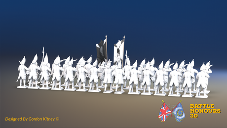 Seven Years’ War Russian Grenadier Battalion - Firing - Winter Uniform - Observation Corps - 30 Figures, rear view. Supplied unpainted.