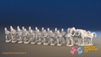 Seven Years’ War Prussian Dismounted Hussars - Charging - Mirlitons, Set 1 - 19 Figures and 4 Horses, front view. Supplied unpainted.