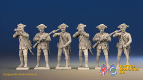 Seven Years’ War Prussian Musketeers - Firing Line, front view. Supplied unpainted.