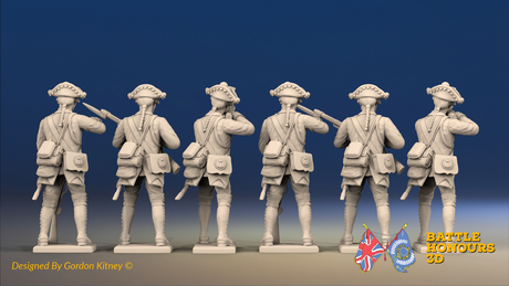 Seven Years’ War Prussian Musketeers - Firing Line - Set 15, rear view. Supplied unpainted.