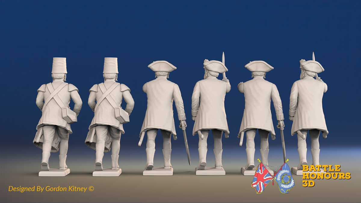 Seven Years’ War Russian Pandurs Command - Charging - Summer Uniform, rear view. Supplied unpainted.