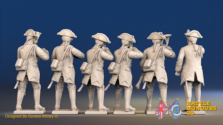 Seven Years’ War Prussian Jägers Command - Skirmishers - Set 3, rear view. Supplied unpainted.
