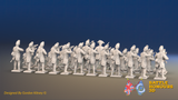 Seven Years’ War Prussian Le Noble Jäger Battalion - Firing Line - 24 Figures, rear view. Supplied unpainted.