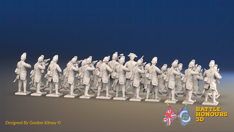 Seven Years’ War Prussian Le Noble Jäger Battalion - Firing Line - 24 Figures, rear view. Supplied unpainted.