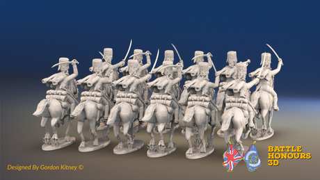 Seven Years’ War Prussian Hussar Regiment - Galloping - Fur Caps - 12 Mounted Figures, rear view. Supplied unpainted.