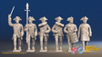 Seven Years’ War Prussian Musketeers Command - March Attack - Straight Lapel Lace, front view. Supplied unpainted.