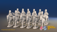 Seven Years’ War Prussian Hussar Regiment - Trotting - Fur Caps - 12 Mounted Figures, front view. Supplied unpainted.