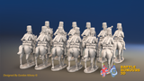 Seven Years’ War Prussian Hussar Regiment - Trotting - Fur Caps - 12 Mounted Figures, rear view. Supplied unpainted.