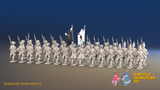 Seven Years’ War Russian Musketeer Battalion - March Attack - Winter Uniform - Rolled Cloaks - 30 Figures, rear view. Supplied unpainted.
