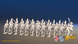 Seven Years’ War Prussian Grenadier Battalion - Charging - Plain Lapels and Coats Without Lapels - 30 Figures, rear view. Supplied unpainted.