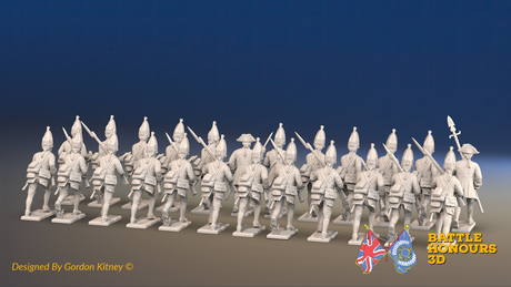Seven Years’ War Prussian Grenadier Battalion - Charging - Set 1 and 4 - 24 Figures, rear view. Supplied unpainted.