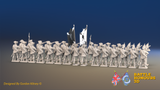 Seven Years’ War Russian Musketeer Battalion - Firing Line - Summer Uniform - Rolled Cloaks - 30 Figures, rear view. Supplied unpainted.