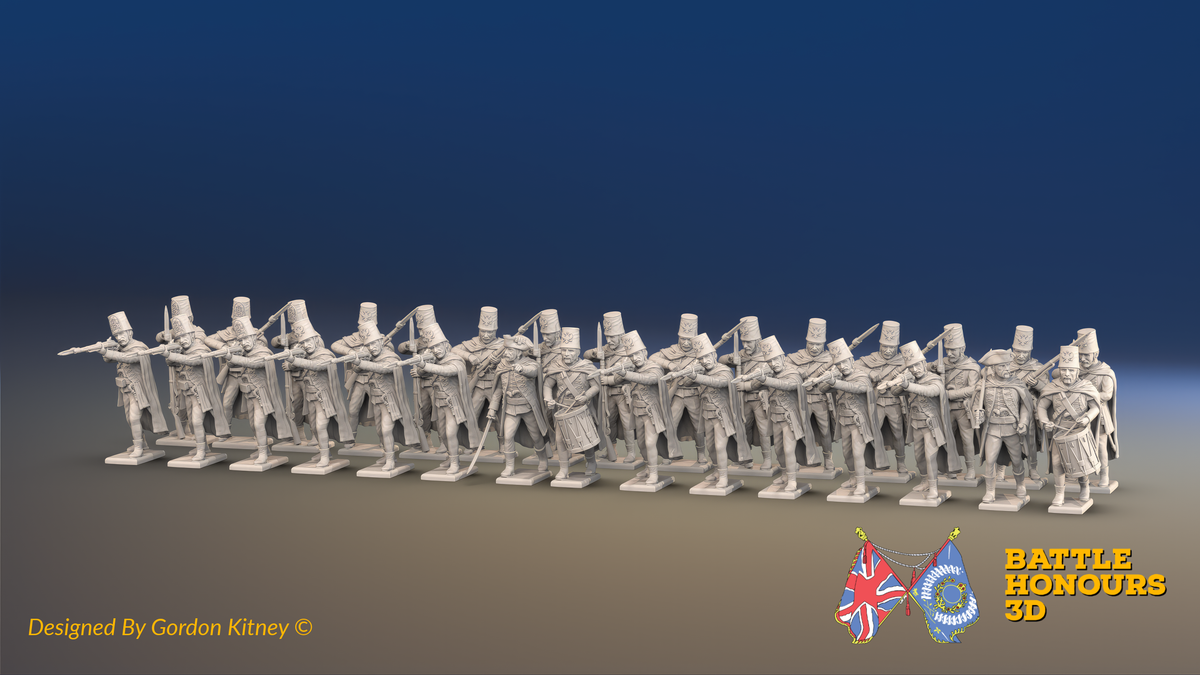 Seven Years’ War Russian Pandur Battalion - Firing - Winter Uniform - 30 Figures, front view. Supplied unpainted.