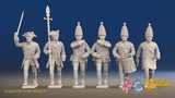 Seven Years’ War Prussian Grenadiers Command - Charging - Long Cuff Lace, front view. Supplied unpainted.
