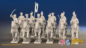 Seven Years’ War Russian Cossack Regiment - Lances - 12 Mounted Figures, front view. Supplied unpainted.