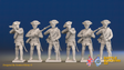 Seven Years’ War Russian Musketeers - Firing - Summer Uniform - Rolled Cloaks, front view. Supplied unpainted.