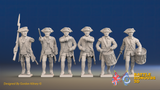 Seven Years’ War Russian Musketeers Command - Advancing - Winter Uniform, front view. Supplied unpainted.