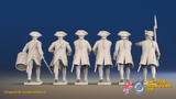 Seven Years’ War Russian Musketeers Command - Advancing - Winter Uniform, rear view. Supplied unpainted.