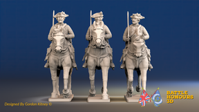 Seven Years’ War Prussian Cuirassiers - Trotting, front view. Supplied unpainted.