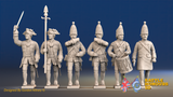 Seven Years’ War Prussian Grenadiers Command - March Attack - Pointed Lapel Lace, front view. Supplied unpainted.