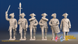 Seven Years’ War Prussian Garrison Musketeers Command - March Attack - Set 4, front view. Supplied unpainted.