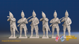 Seven Years’ War Russian Grenadiers - Firing - Winter Uniform - Observation Corps - Rolled Coats, front view. Supplied unpainted.