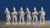 Seven Years’ War Russian Grenadiers - Firing - Winter Uniform - Observation Corps - Rolled Coats, front view. Supplied unpainted.