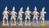 Seven Years’ War Russian Grenadiers - Firing - Winter Uniform - Observation Corps - Rolled Coats, rear view. Supplied unpainted.