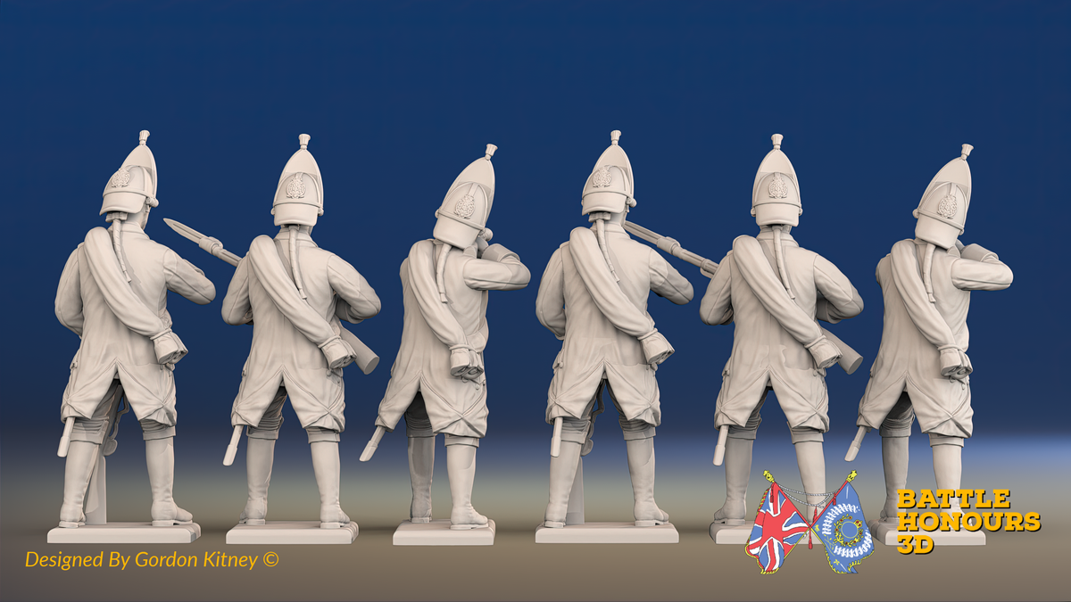 Seven Years’ War Russian Grenadiers - Firing - Winter Uniform - Observation Corps - Rolled Coats, rear view. Supplied unpainted.