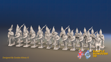 Seven Years’ War Prussian Grenadier Battalion - Charging - Plain Lapels and Pointed Lapel Lace - 30 Figures, front view. Supplied unpainted.