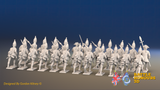 Seven Years’ War Prussian Grenadier Battalion - Charging - Plain Lapels and Pointed Lapel Lace - 30 Figures, rear view. Supplied unpainted.