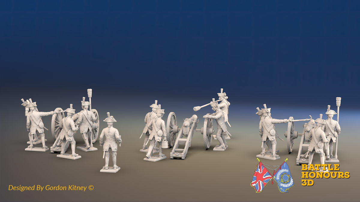 Seven Years’ War Prussian Horse Artillery Battery - 6-Pounders - 3 Guns and 13 Figures, rear view. Supplied unpainted.