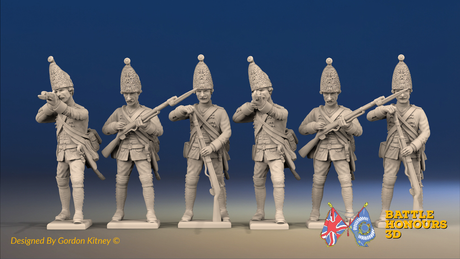 Seven Years’ War Prussian Grenadiers - Firing Line - Set 3, front view. Supplied unpainted.