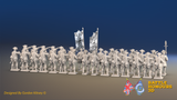 Seven Years’ War Prussian Garrison Musketeer Battalion - Firing Line - Set 4 - 30 Figures, rear view. Supplied unpainted.