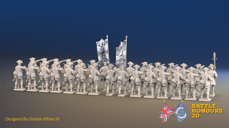 Seven Years’ War Prussian Garrison Musketeer Battalion - Firing Line - Set 4 - 30 Figures, rear view. Supplied unpainted.