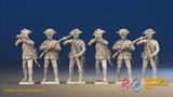Seven Years’ War Prussian Musketeers - Firing Line - Straight Lapel Lace, front view. Supplied unpainted.