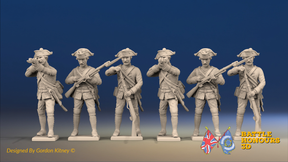 Seven Years’ War Prussian Musketeers - Firing Line - Straight Lapel Lace, front view. Supplied unpainted.