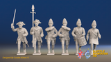 Seven Years’ War Prussian Fusiliers Command - Charging - Straight Lapel Lace, front view. Supplied unpainted.