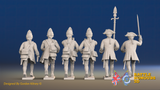 Seven Years’ War Prussian Fusiliers Command - Charging - Straight Lapel Lace, rear view. Supplied unpainted.