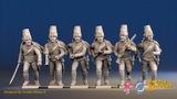 Seven Years’ War Prussian Dismounted Hussars - Charging - Mirlitons, Set 1, front view. Supplied unpainted.