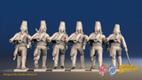 Seven Years’ War Prussian Dismounted Hussars - Charging - Mirlitons, Set 1, rear view. Supplied unpainted.