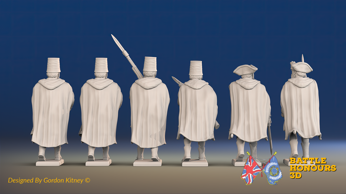 Seven Years’ War Russian Pandurs Command - Charging - Winter Uniform, rear view. Supplied unpainted.
