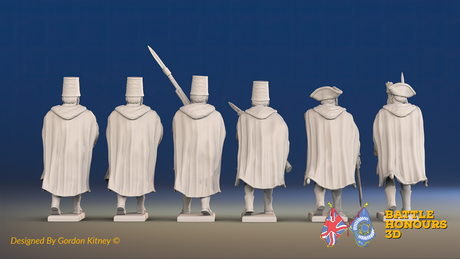Seven Years’ War Russian Pandurs Command - Charging - Winter Uniform, rear view. Supplied unpainted.