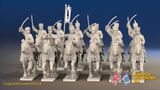Seven Years’ War Russian Cossack Regiment - Swords - 12 Mounted Figures, front view. Supplied unpainted.
