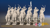 Seven Years’ War Russian Cossack Regiment - Swords - 12 Mounted Figures, rear view. Supplied unpainted.